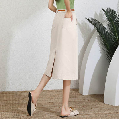A- Line Temperament Women's Professional Formal Office Work Back Slit Midi business Skirt