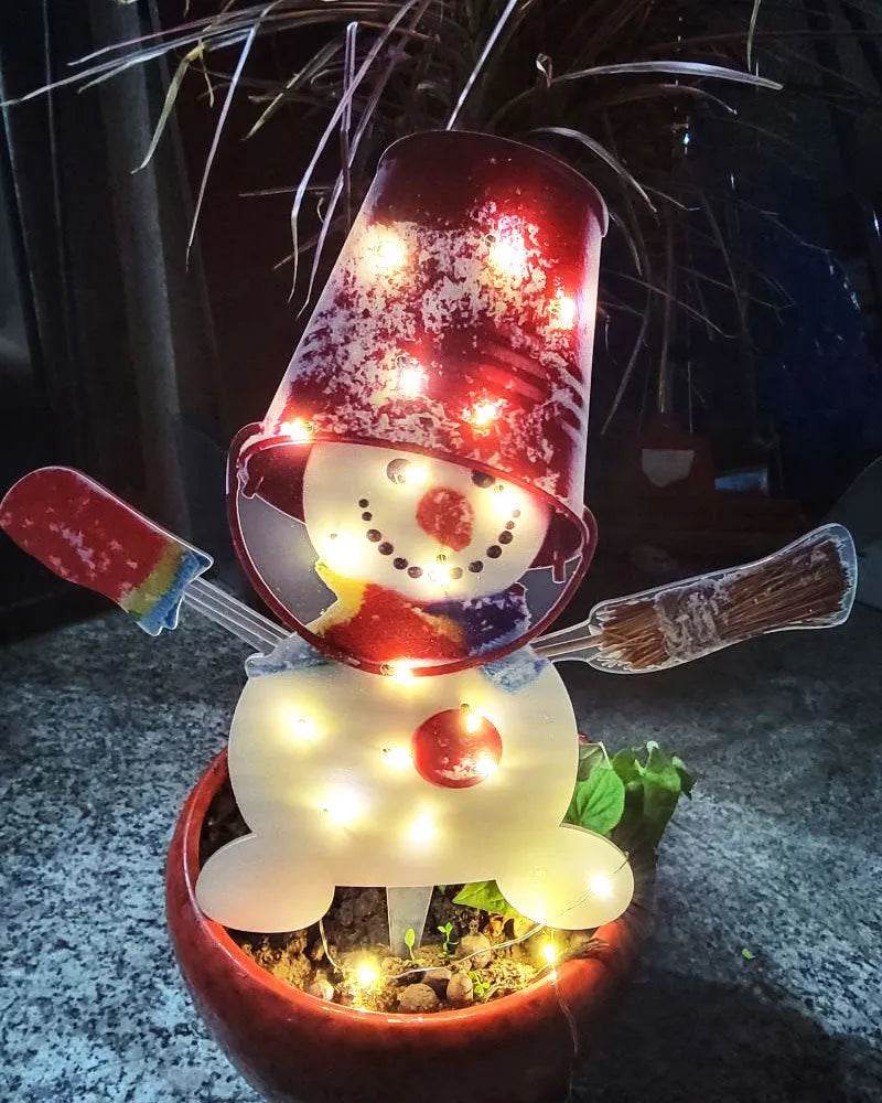 Christmas Scene Decoration With LED Lights Christmas Snowman Ornaments