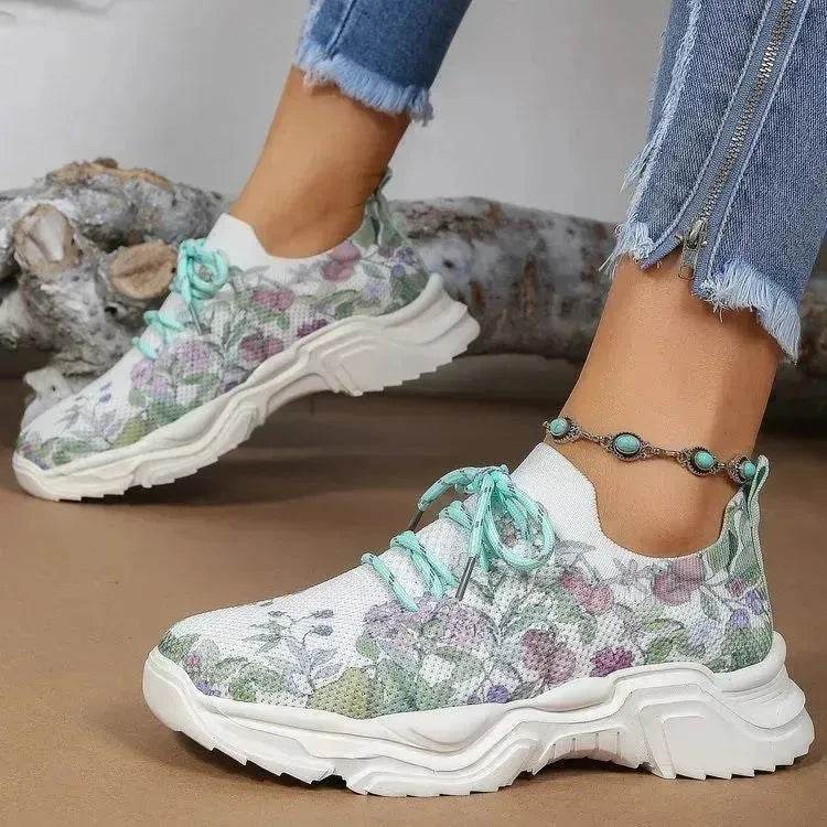 Chaussures de course pour femmes Flower Sports Baskets plates tendance