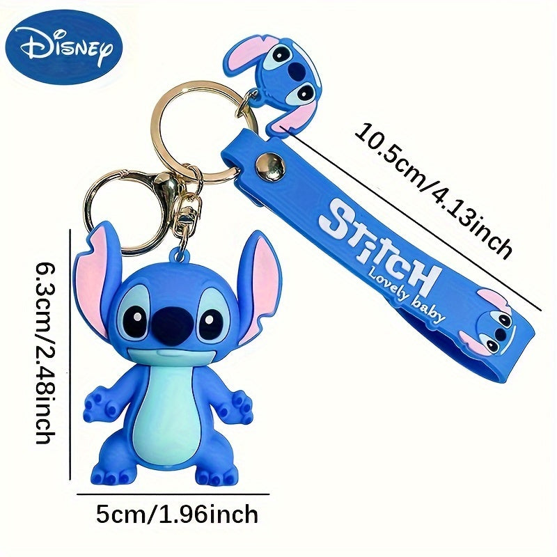 1pc Disney Lilo & Stitch Keychain, 3D Cartoon Character Charm, Ideal For Backpack, Car Keys Bag Charms, Birthday Party Favors