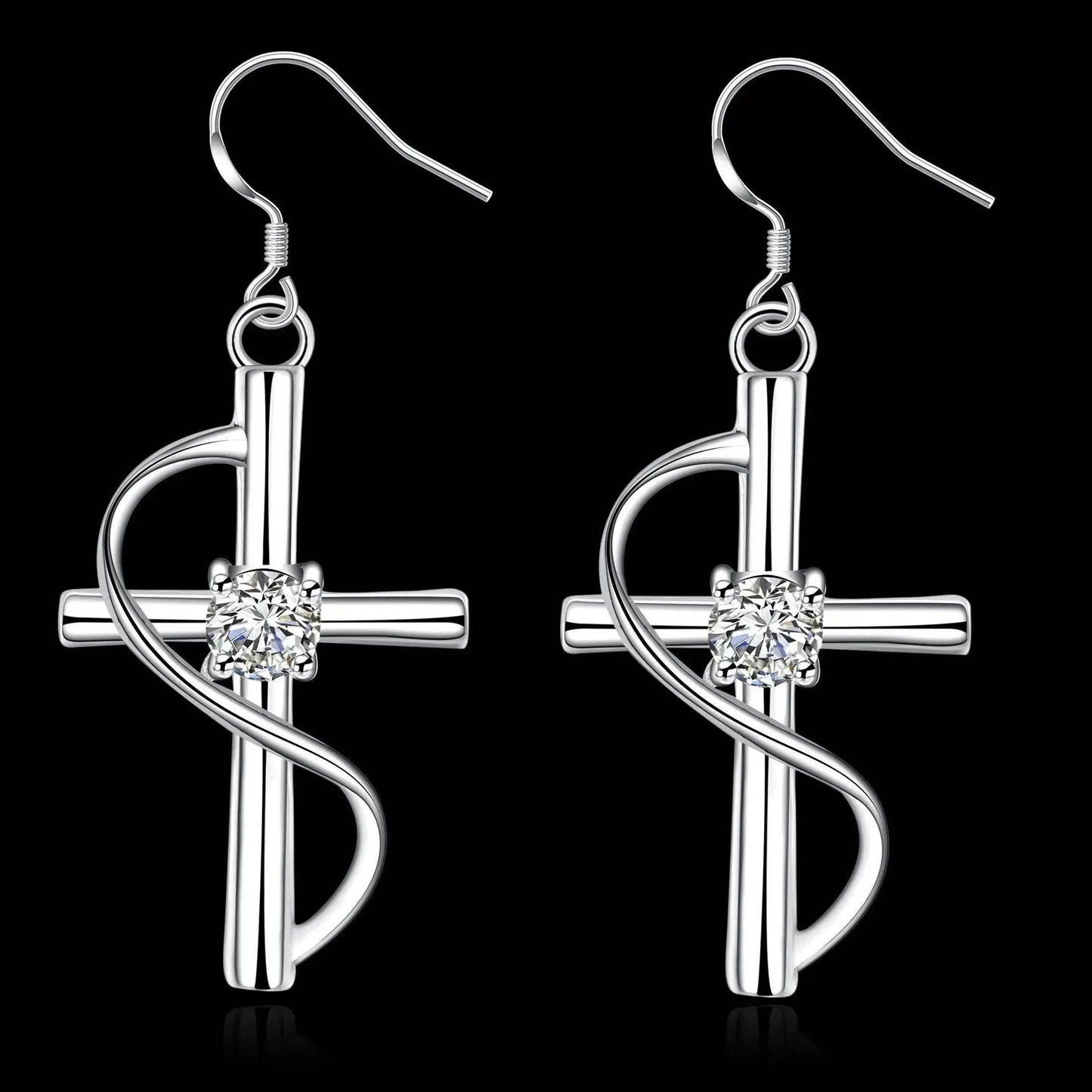 New Cross-border Popular Elongated Silver Dangling  drop Earrings