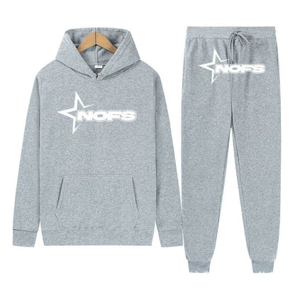 2 pcs Gothic Punk Rock Streetwear Hoodie Outfit set Unisex