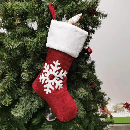 Christmas Stockings Gift Bag Red Hemp Elk Embroidery Christmas Stockings Gift Pendant