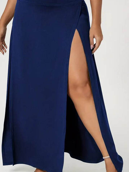 Women's High Waist Slit Solid Color Side Slit Maxi Skirt