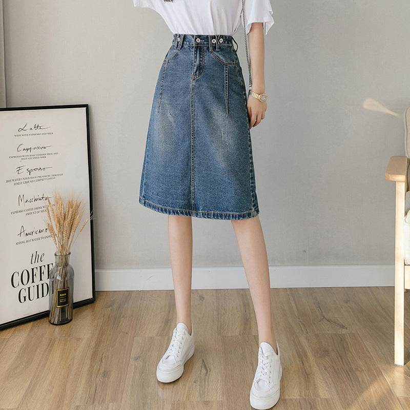 Summer Design Denim Skirt Mid-length Jeans Skirt