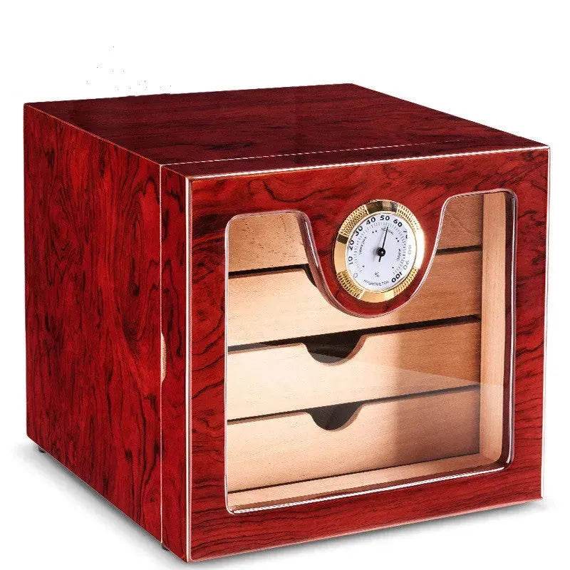 Lacquer Luxury Transparent Cedar Wood Cigar Humidors Box