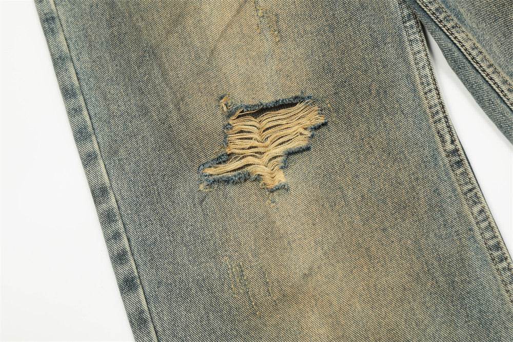 Pantalon en jean pour homme à effet usé, délavage industriel