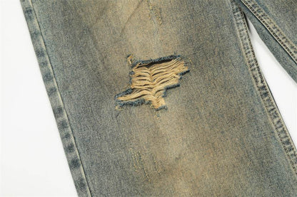Pantalon en jean pour homme à effet usé, délavage industriel