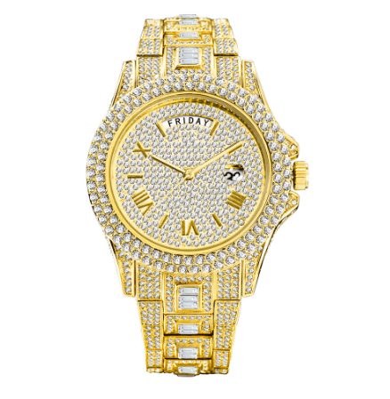 Montre entièrement sertie de cristaux glacés