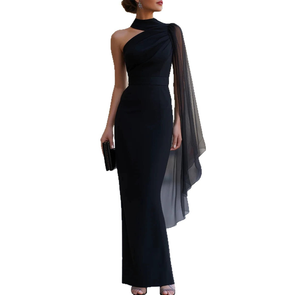 Women's Off-Shoulder Evening Gown – Elegant Black Bodycon Long Dress