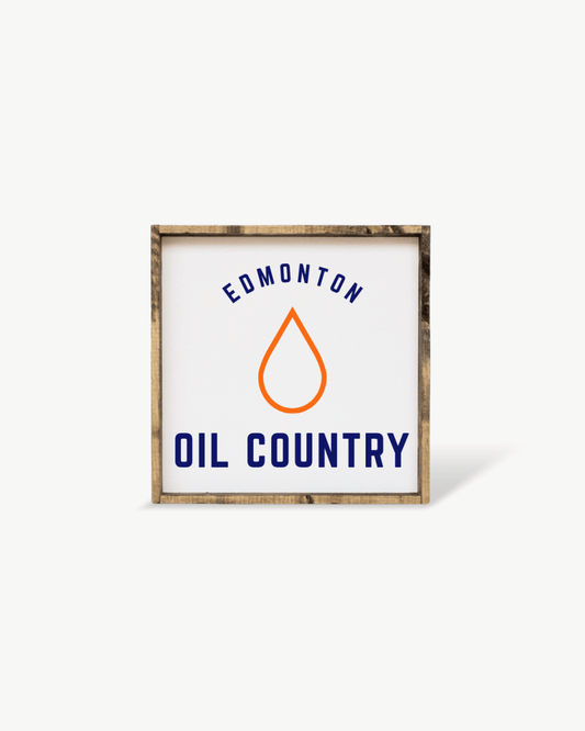 Panneau en bois « Edmonton Oil Country » – Décoration murale inspirée du hockey d'Edmonton