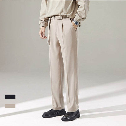 Pantalon de costume chino large avec ceinture drapée amovible pour homme