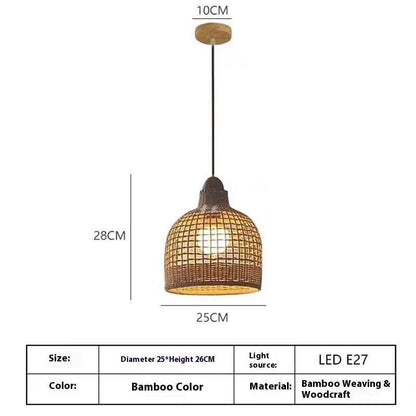 Retro Wooden Rattan Chandelier – Modern Pendant Ceiling Light for Dining Room, Living Room & Bedroom