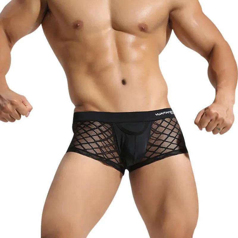 Caleçons boxeurs en maille de nylon respirante pour hommes, assortis à tout