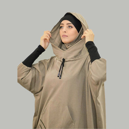 Middle East Arabic Solid Color Hooded Drawstring Pocket Two-piece Sports Suit