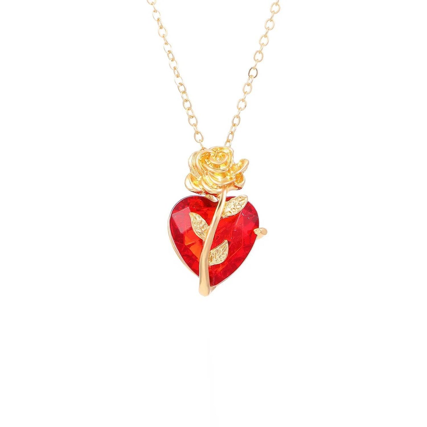 Punk Rose Love Necklace Fashion Personality Heart-shaped Clavicle Chain Pendant Necklace For Valentine's Day