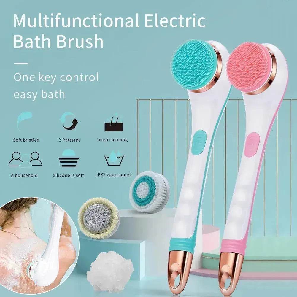 Brosse de Bain Électrique en Silicone, Exfoliant pour le Dos, Rechargeable USB, 2 Vitesses, Rotative, Étanche pour Douche Spa, Brosse Nettoyante pour le Corps