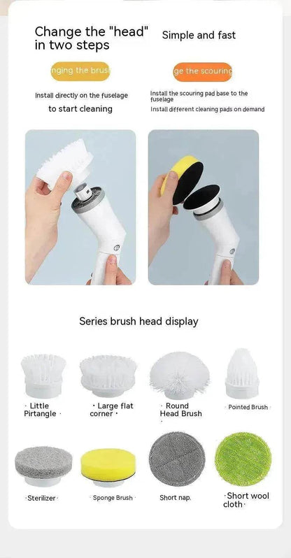 Electric Scrubber Cleaning Wall Long Hadle Elbow Telescopic Multifunction Cleaning Brush