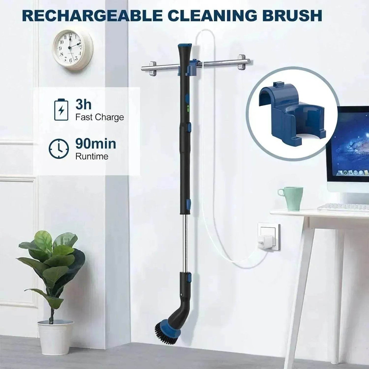 Electric Spin Scrubber, Cordless Cleaning Brush With 4 Replaceable Brush Heads And Adjustable  Handle for Bathroom, Kitchen, Tub, Tile, Floor