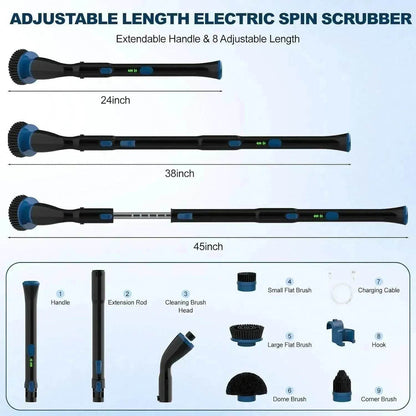 Electric Spin Scrubber, Cordless Cleaning Brush With 4 Replaceable Brush Heads And Adjustable  Handle for Bathroom, Kitchen, Tub, Tile, Floor