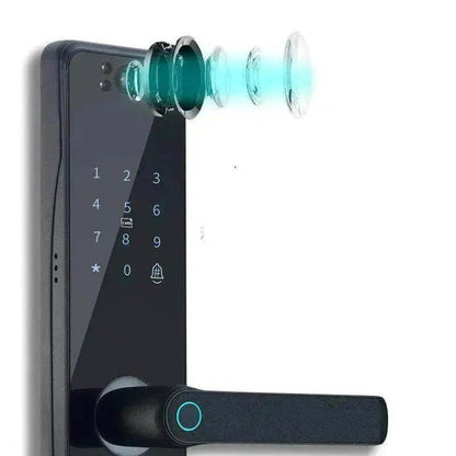 Electronic Door Lock With Surveillance Camera, Fingerprint Lock Graffiti  Home Password Lock Mobile Phone Video Anti-theft
