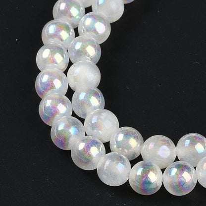 Satin Spar Electroplated AB Gemstone Beads