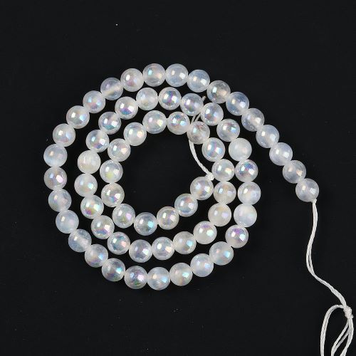 Satin Spar Electroplated AB Gemstone Beads