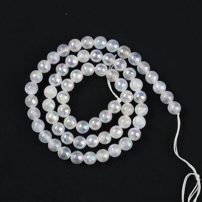Satin Spar Electroplated AB Gemstone Beads