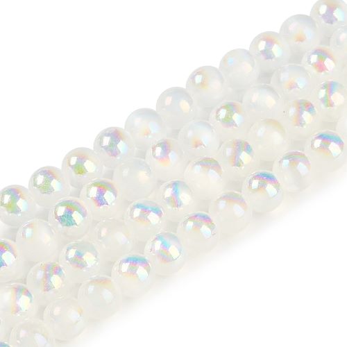 Satin Spar Electroplated AB Gemstone Beads