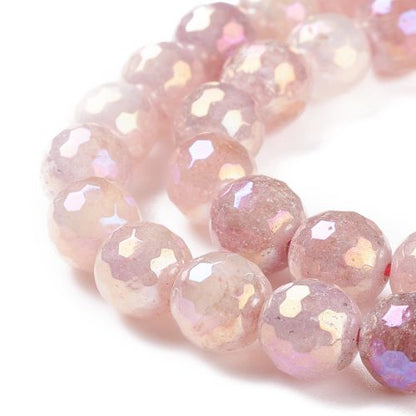 Strawberry Quartz Electroplated Faceted Gemstone Beads