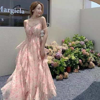 Élégante Robe Longue Maxi sans Manches à Imprimé Floral, Décontractée pour l'Été et l'Extérieur pour Femmes