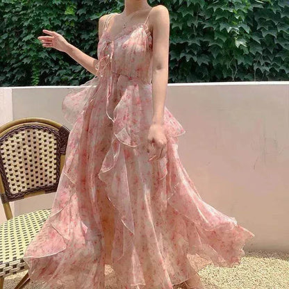 Élégante Robe Longue Maxi sans Manches à Imprimé Floral, Décontractée pour l'Été et l'Extérieur pour Femmes