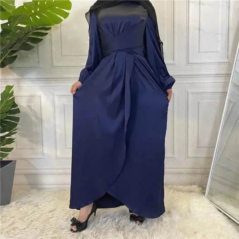 Elegant Solid Color Abaya Dress Robe for Arab Dubai Turkey Middle East Women.