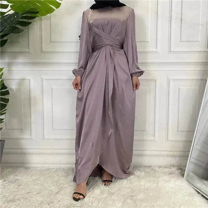 Elegant Solid Color Abaya Dress Robe for Arab Dubai Turkey Middle East Women.