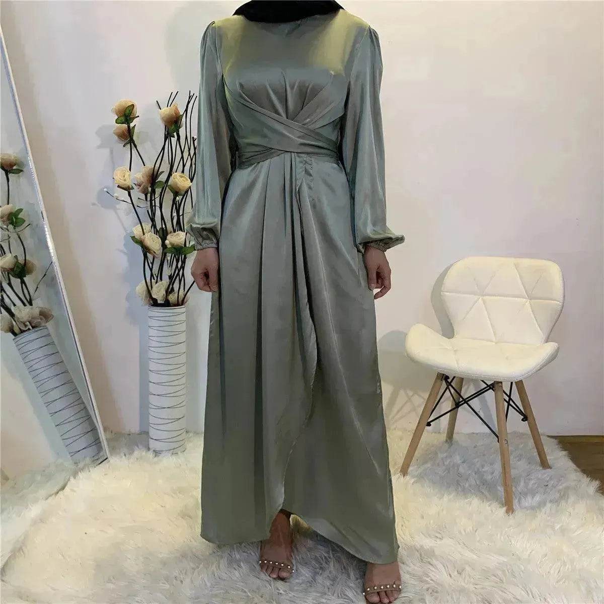 Elegant Solid Color Abaya Dress Robe for Arab Dubai Turkey Middle East Women.