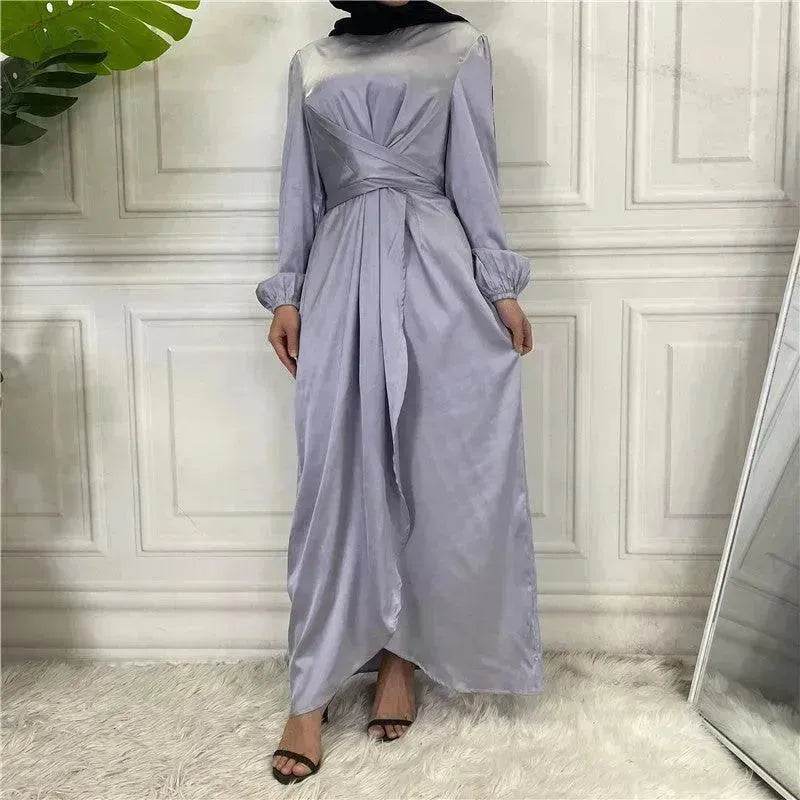 Elegant Solid Color Abaya Dress Robe for Arab Dubai Turkey Middle East Women.