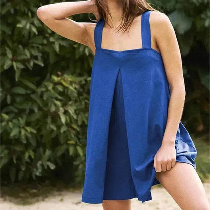 Elegant Solid Color Wide Leg Short Sleeveless Women Jumpsuit Fashionable Short Skirt Casual Jumpsuit for Women