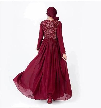 Embroidered Arab  Lace Long Sleeve Dress