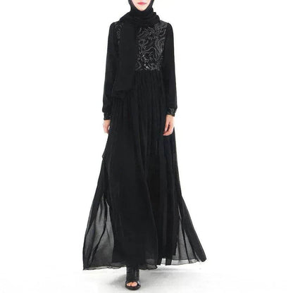 Embroidered Arab  Lace Long Sleeve Dress