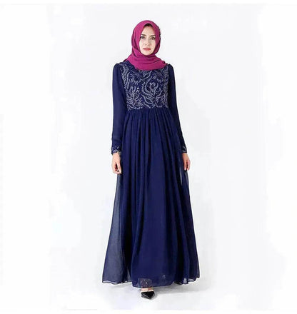 Embroidered Arab  Lace Long Sleeve Dress