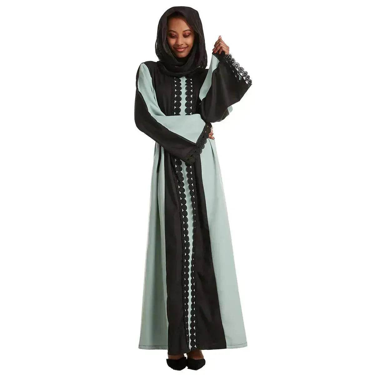 Embroidered Cotton Robe Abaya Dress for Arab Dubai Turkey Middle East Women.