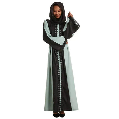 Embroidered Cotton Robe Abaya Dress for Arab Dubai Turkey Middle East Women.