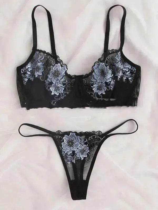 Embroidered Lace Charming Lingerie Temptation Lingerie Set