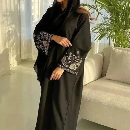 Embroidered Sleeve Loose Cardigan Abaya Dress Robe for Arab Dubai Turkey Middle East Women