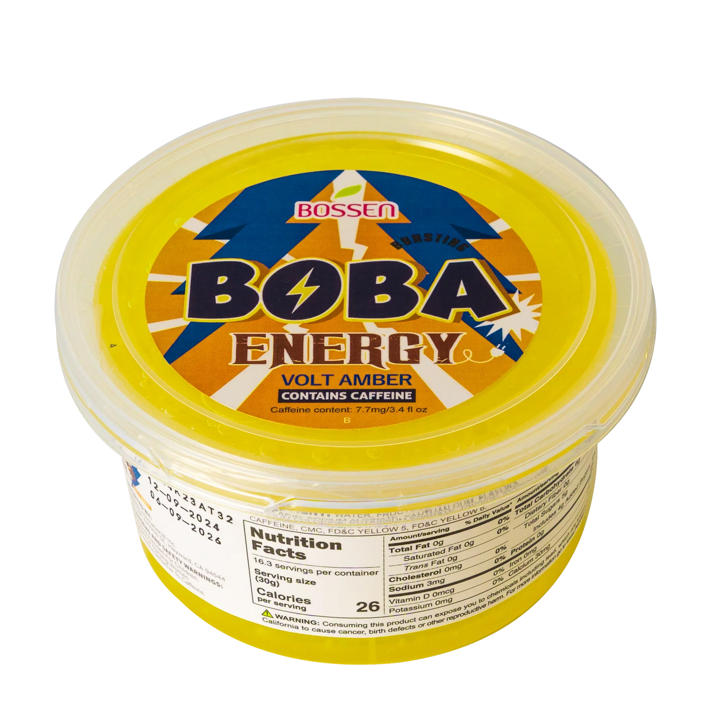 Volt Amber Bursting Boba ENERGY | Caffeinated Popping Boba | Foodservice Bossen Canada Distribution | Ships Free Within Canada on Orders Above CAD $199