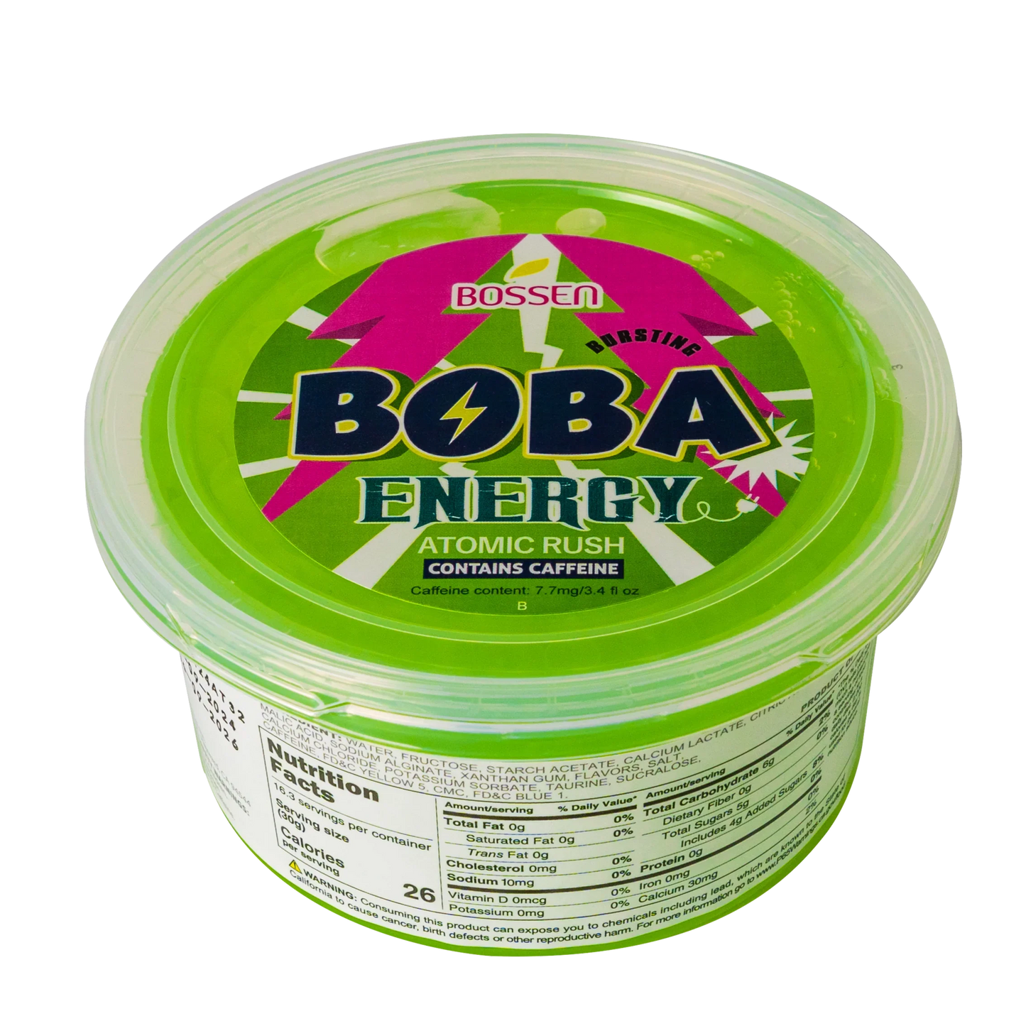 Atomic Rush Bursting Boba ENERGY | Caffeinated Popping Boba | Foodservice Bossen Canada Distribution | Ships Free Within Canada on Orders Above CAD $199