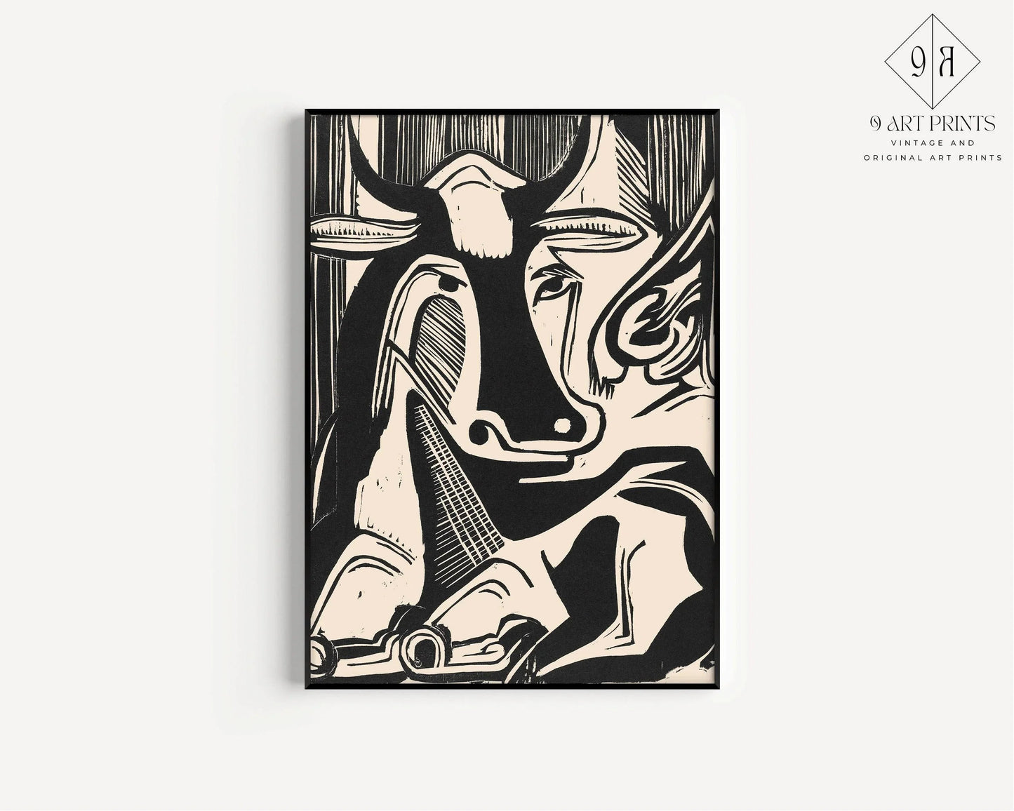Ernst Ludwig Kirchner Cow Print: Black and White Neutral Art