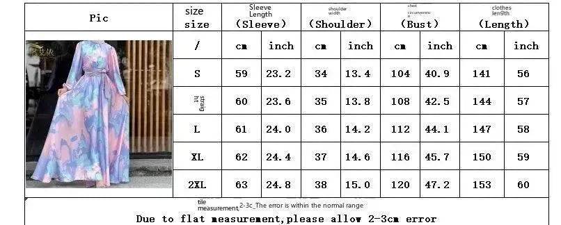 European And American  Dubai Middle East Pure Beautiful Printed Dress, Ankle-length Printed Maxi Dress Fashionable Abaya Dress