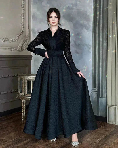 European And American White Front Chest Flower Beads Lace Yarn French Style Retro Long Sleeve Fashion Slim Dress