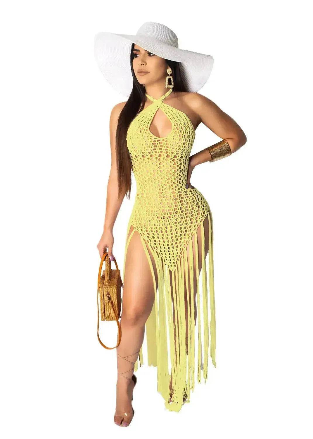European And American Woven Two-Wear Method Fringed Beach Skirt
